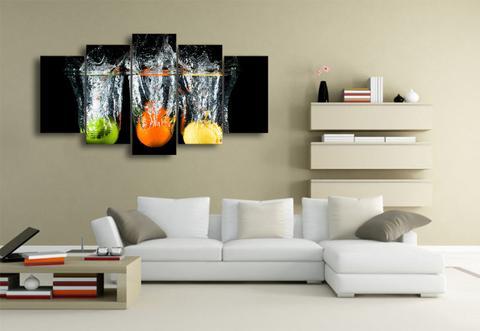 Fruit Fell Into The Cup - Nature 5 Panel Canvas Art Wall Decor Fruit Fell Into The Cup - Nature 5 Panel Canvas Art Wall Decor