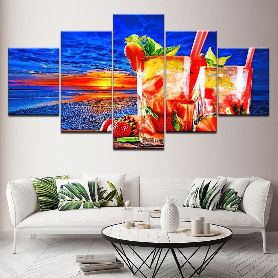 Fruit Tea - Kitchen 5 Panel Canvas Art Wall Decor Fruit Tea - Kitchen 5 Panel Canvas Art Wall Decor