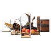 Fruit Tray & Wine - Wine 5 Panel Canvas Art Wall Decor