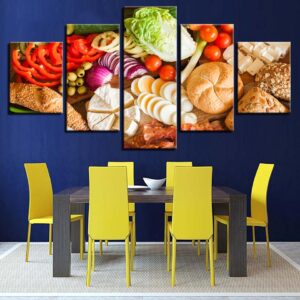 Fruits Foods Kitchen Restaurant - Kitchen 5 Panel Canvas Art Wall Decor