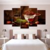 Fruits Grape Red Wine - Wine 5 Panel Canvas Art Wall Decor