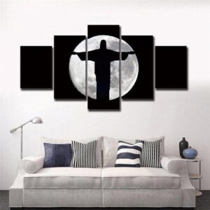 Full Moon Jesus Multi - Religion 5 Panel Canvas Art Wall Decor