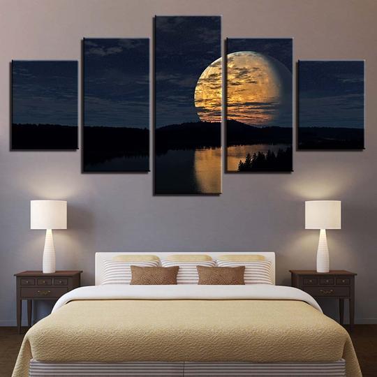 Full Moon Over Lake - Space Print Wall Art Full Moon Over Lake - Space Print Wall Art