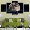 Full Moon Over The Lake - Nature 5 Panel Canvas Art Wall Decor
