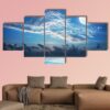 Full Moon Over The Tropical Bay - Nature 5 Panel Canvas Art Wall Decor