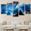 Full Moon - Nature 5 Panel Canvas Art Wall Decor