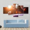 Full Solar System Illustration - Space 5 Panel Canvas Art Wall Decor