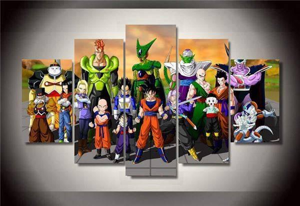 Full Team Of Dragon Ball - Cartoon 5 Panel Canvas Art Wall Decor Full Team Of Dragon Ball - Cartoon 5 Panel Canvas Art Wall Decor