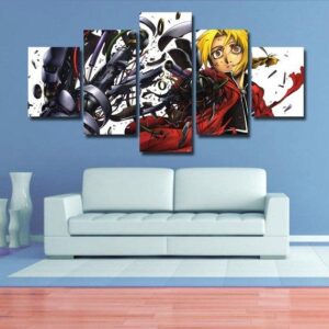 Fullmetal Alchemist 1 - Cartoon 5 Panel Canvas Art Wall Decor