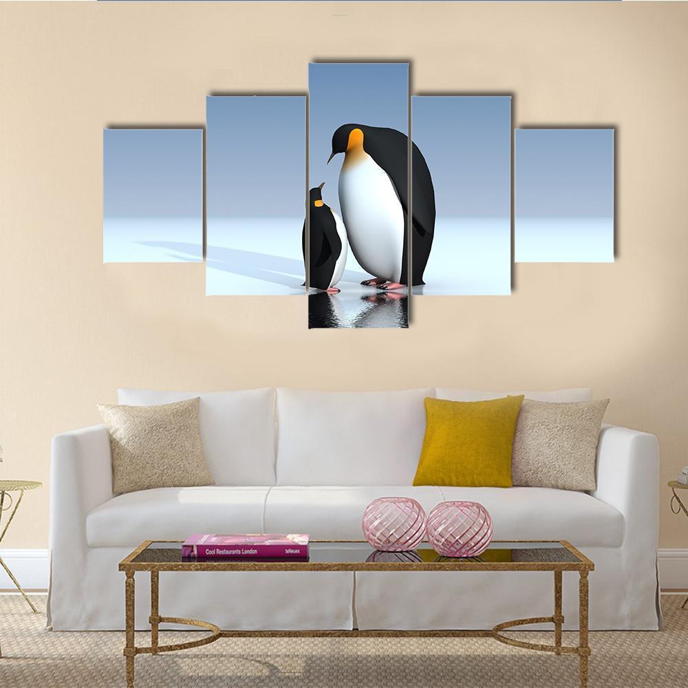 Fun Penguins - Animal 5 Panel Canvas Art Wall Decor Fun Penguins - Animal 5 Panel Canvas Art Wall Decor
