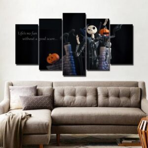 Funny Skull pumpkin - Abstract 5 Panel Canvas Art Wall Decor