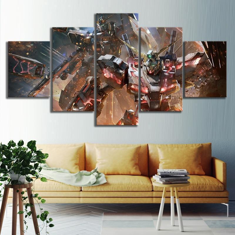 GUNDAM Poster Animation - 5 Panel Canvas Art Wall Decor GUNDAM Poster Animation - 5 Panel Canvas Art Wall Decor