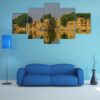 Gadsisar Lake With Ancient Hindu Temples - Nature 5 Panel Canvas Art Wall Decor
