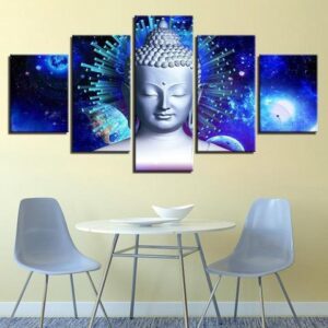 Galactic Buddha - Religion 5 Panel Canvas Art Wall Decor