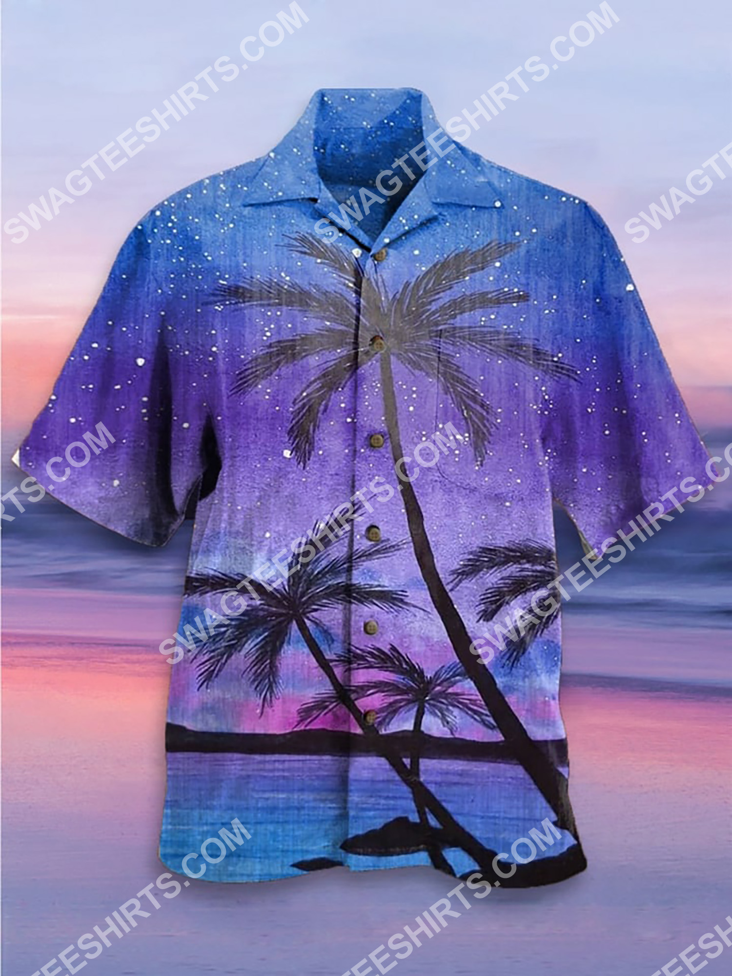 Galaxy Coconut Tree All Over Printing Hawaiian Shirt Galaxy Coconut Tree All Over Printing Hawaiian Shirt