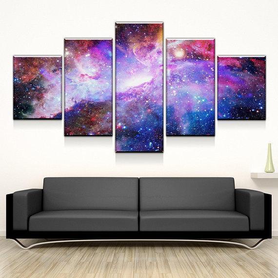 Galaxy Nebula Space - 5 Panel Canvas Art Wall Decor Galaxy Nebula Space - 5 Panel Canvas Art Wall Decor