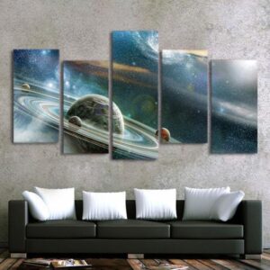 Galaxy Space - Space 5 Panel Canvas Art Wall Decor