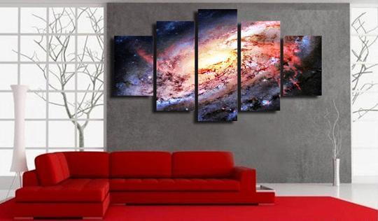 Galaxy Stars In Deep - Space 5 Panel Canvas Art Wall Decor Galaxy Stars In Deep - Space 5 Panel Canvas Art Wall Decor
