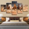 Galloping Horses Running Steed Race - Animal 5 Panel Canvas Art Wall Decor
