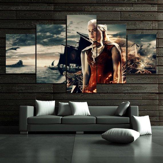 Game Of Thrones 02 - Movie 5 Panel Canvas Art Wall Decor Game Of Thrones 02 - Movie 5 Panel Canvas Art Wall Decor