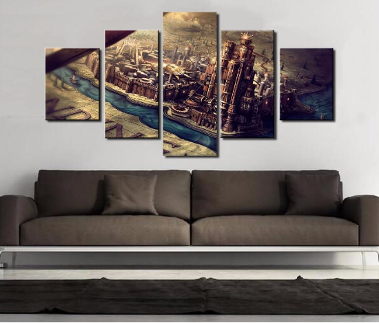Game Of Thrones City - Movie 5 Panel Canvas Art Wall Decor Game Of Thrones City - Movie 5 Panel Canvas Art Wall Decor