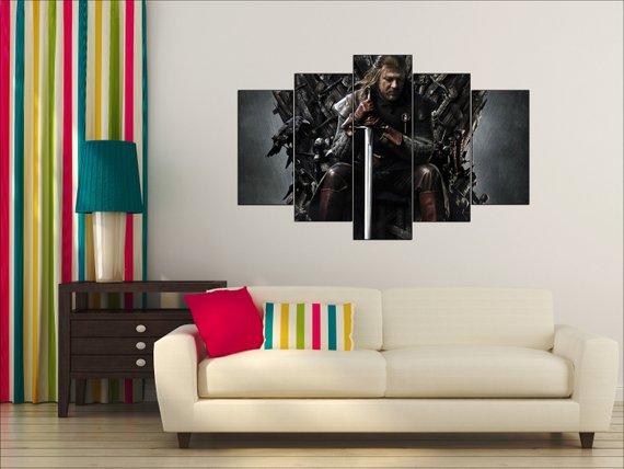 Game Of Thrones Eddard Stark 1 - Movie 5 Panel Canvas Art Wall Decor Game Of Thrones Eddard Stark 1 - Movie 5 Panel Canvas Art Wall Decor