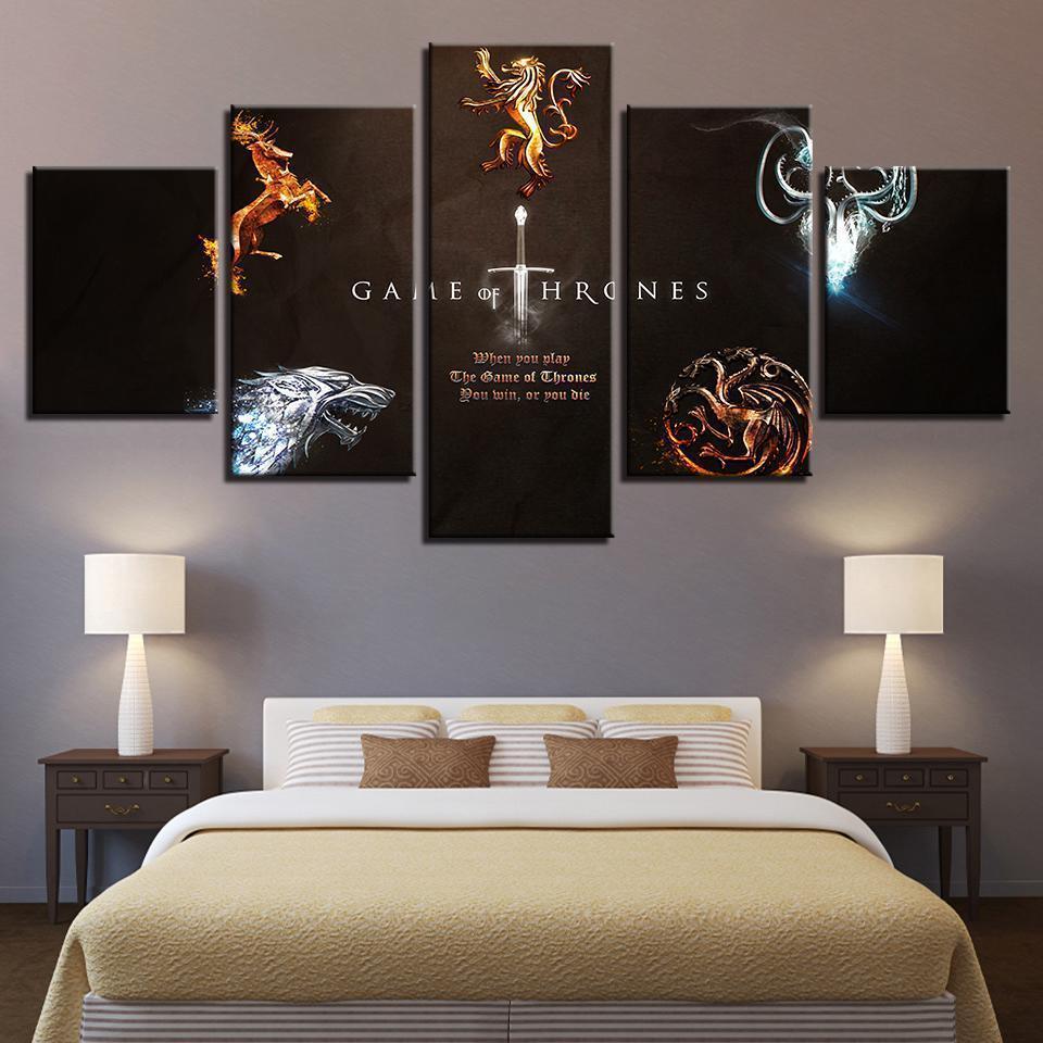 Game Of Thrones Families Sigil Live Or Die Movie - 5 Panel Canvas Art Wall Decor Game Of Thrones Families Sigil Live Or Die Movie - 5 Panel Canvas Art Wall Decor