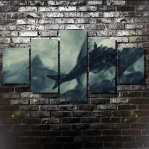 Game Of Thrones Ice Dragon - Movie 5 Panel Canvas Art Wall Decor