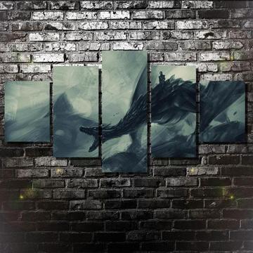 Game Of Thrones Ice Dragon - Movie 5 Panel Canvas Art Wall Decor Game Of Thrones Ice Dragon - Movie 5 Panel Canvas Art Wall Decor