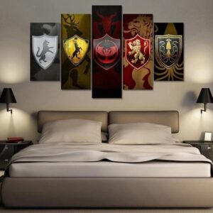 Game Of Thrones Inspired Graphic - Gaming 5 Panel Canvas Art Wall Decor