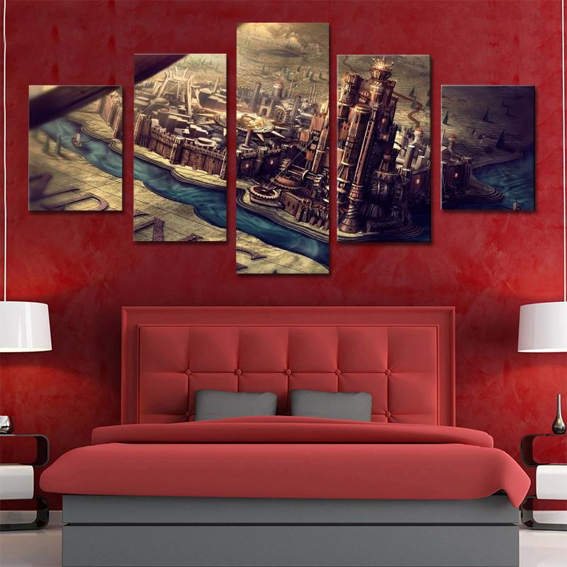 Game Of Thrones Opening - Movie 5 Panel Canvas Art Wall Decor Game Of Thrones Opening - Movie 5 Panel Canvas Art Wall Decor