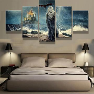 Game Of Thrones Queen Daenerys Targaryen Castle - Movie 5 Panel Canvas Art Wall Decor Game Of Thrones Queen Daenerys Targaryen Castle - Movie 5 Panel Canvas Art Wall Decor