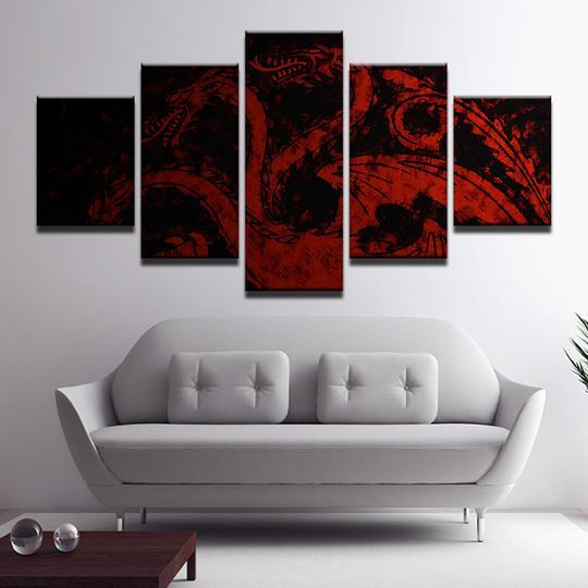 Game Of Thrones Three Heads Of The Red Dragon - Movie 5 Panel Canvas Art Wall Decor Game Of Thrones Three Heads Of The Red Dragon - Movie 5 Panel Canvas Art Wall Decor