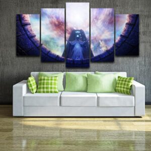 Game Scroll Statues Landscape Romantic Church - Abstract 5 Panel Canvas Art Wall Decor