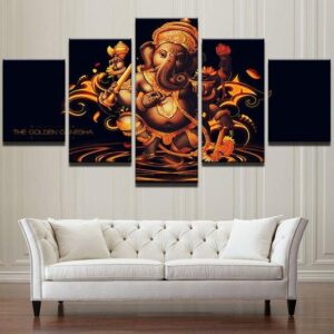 Ganesh Hindu - Religion 5 Panel Canvas Art Wall Decor