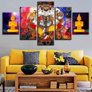 Ganesha 11 - Religion 5 Panel Canvas Art Wall Decor