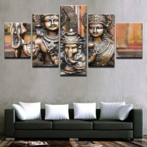 Ganesha 12 - Religion 5 Panel Canvas Art Wall Decor