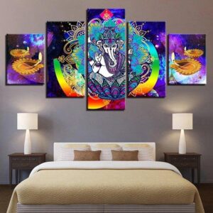 Ganesha 14 - Religion 5 Panel Canvas Art Wall Decor