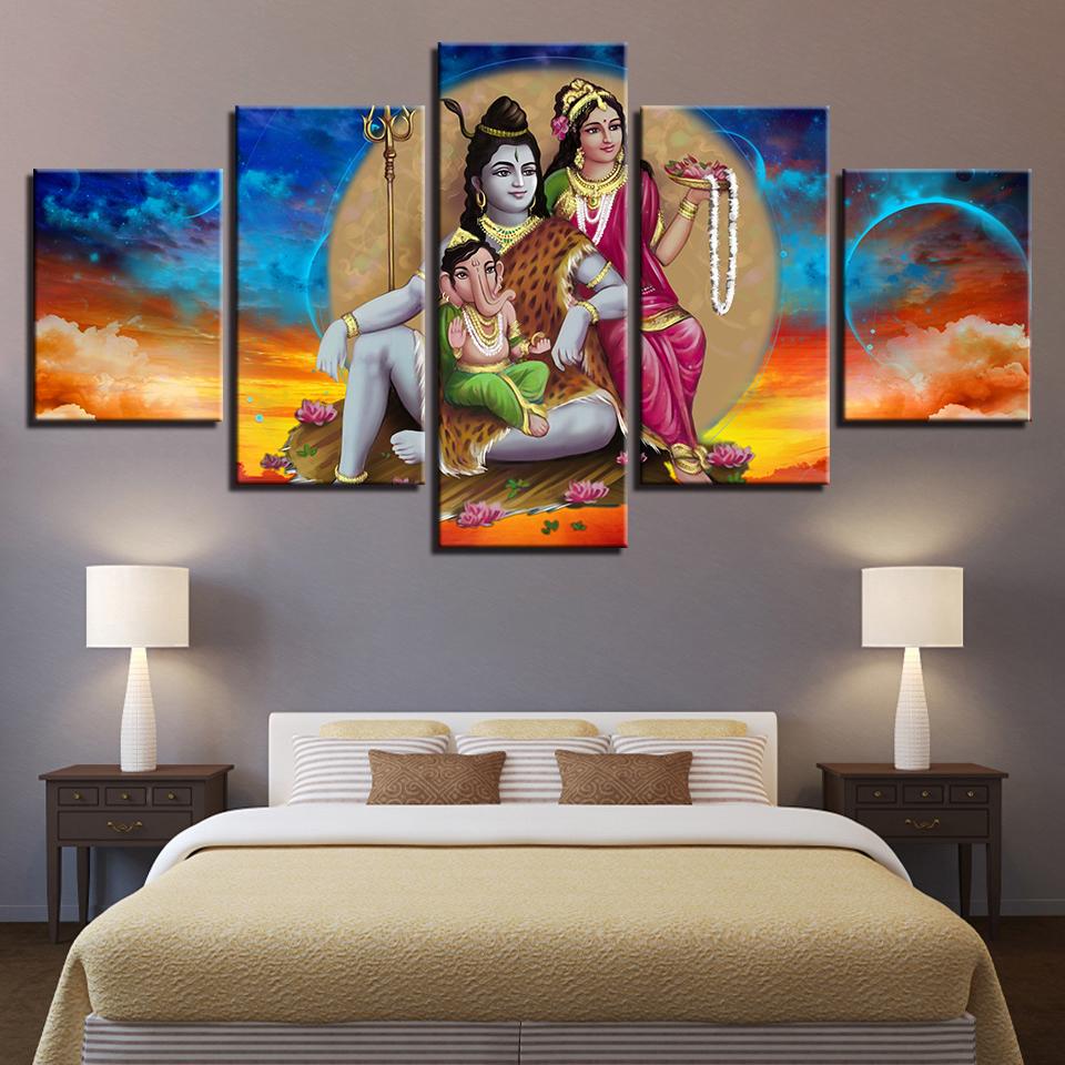 Ganesha Elephant God 3 - Religion 5 Panel Canvas Art Wall Decor Ganesha Elephant God 3 - Religion 5 Panel Canvas Art Wall Decor