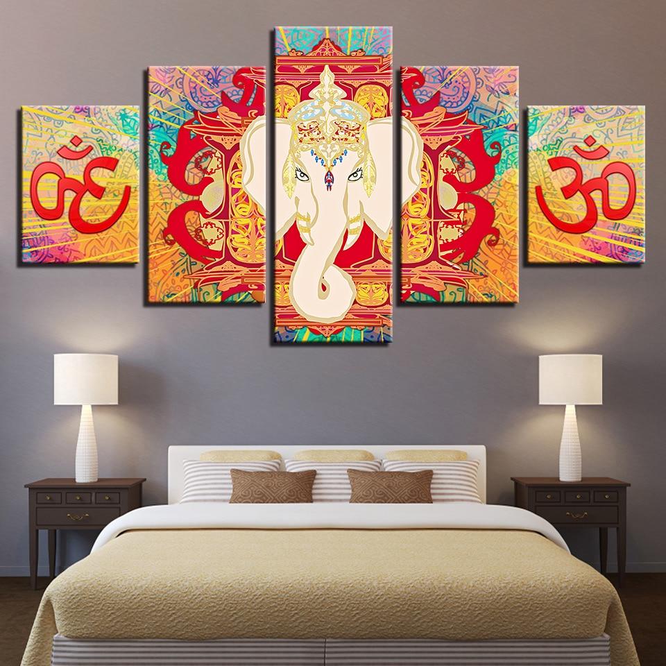 Ganesha Elephant God - Religion 5 Panel Canvas Art Wall Decor Ganesha Elephant God - Religion 5 Panel Canvas Art Wall Decor