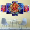 Ganesha & Krishna - Religion 5 Panel Canvas Art Wall Decor