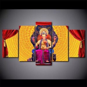 Ganesha Large - Religion 5 Panel Canvas Art Wall Decor