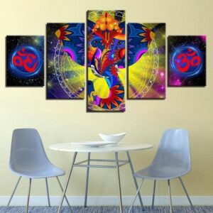 Ganesha Om - Religion 5 Panel Canvas Art Wall Decor