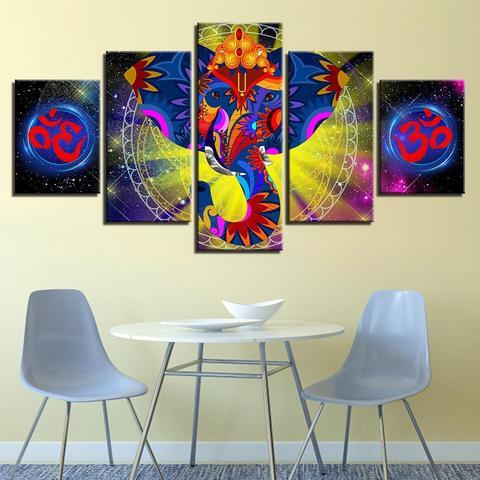 Ganesha Om - Religion 5 Panel Canvas Art Wall Decor Ganesha Om - Religion 5 Panel Canvas Art Wall Decor