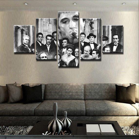 Gangsters Scarface Al Pacino Movies - Movie 5 Panel Canvas Art Wall Decor Gangsters Scarface Al Pacino Movies - Movie 5 Panel Canvas Art Wall Decor