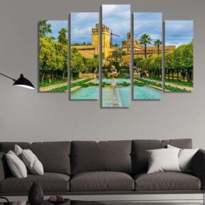 Gardens Of The Alcazar De Los Reyes Cristianos - Nature 5 Panel Canvas Art Wall Decor