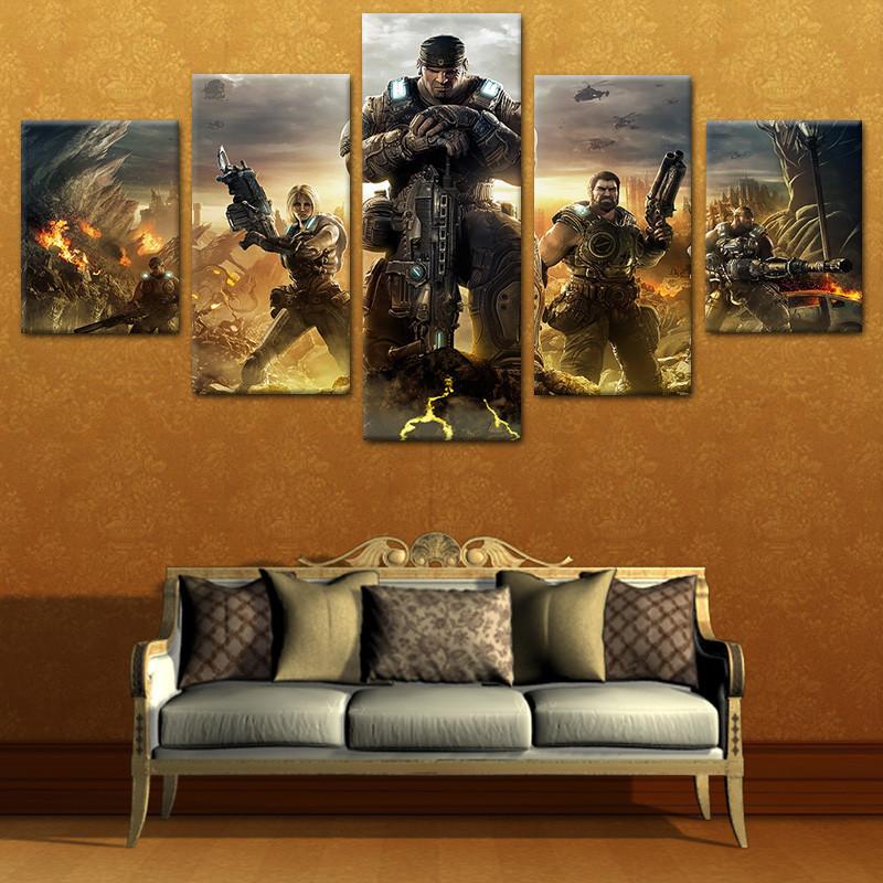 Gears Of War 3 - Gaming 5 Panel Canvas Art Wall Decor Gears Of War 3 - Gaming 5 Panel Canvas Art Wall Decor