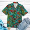 Gecko Floral Pattern Hawaiian Shirt Summer Button Up