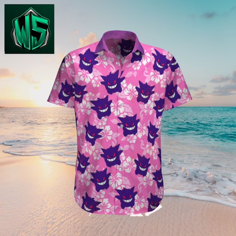 Gengar Pokemon Tropical Beach Hawaiian Shirt Gengar Pokemon Tropical Beach Hawaiian Shirt