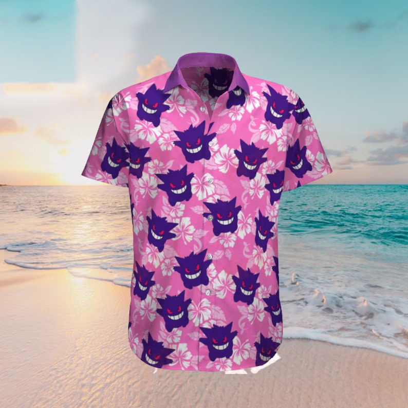 Gengar Pokemon Tropical Beach Hawaiian Shirt Gengar Pokemon Tropical Beach Hawaiian Shirt